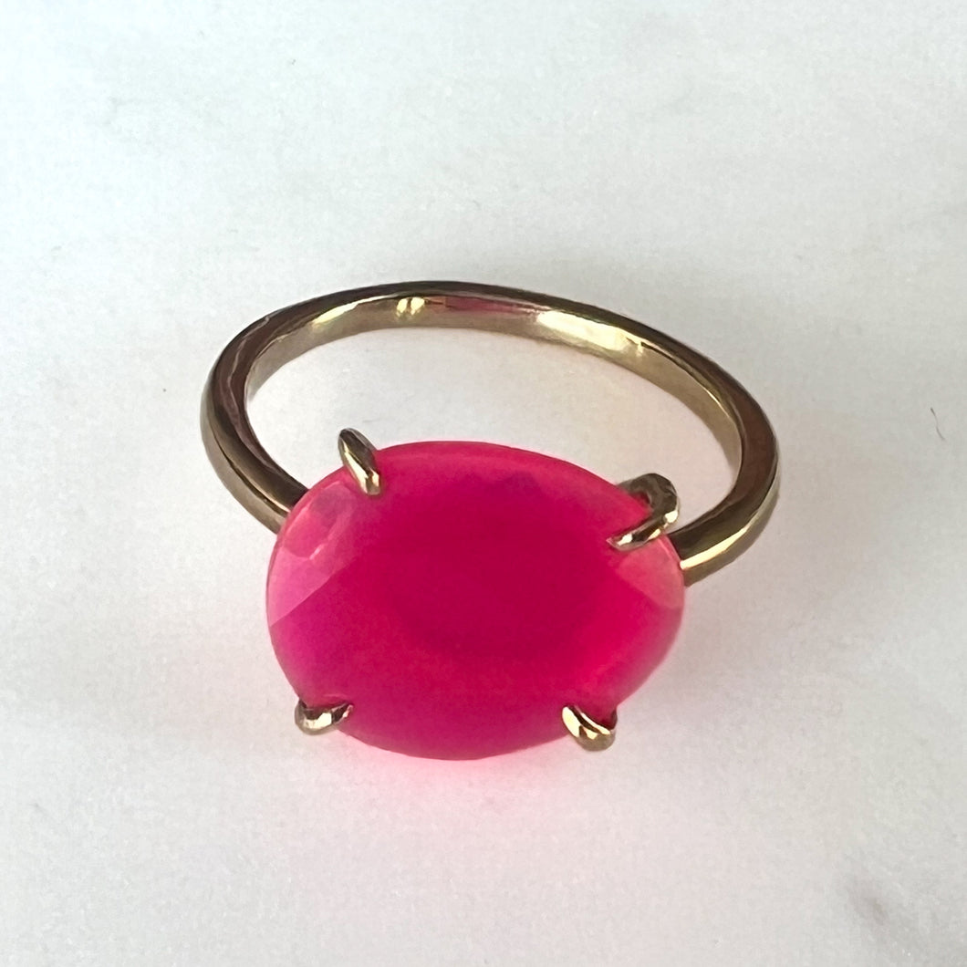 One of a kind ring/pink chalcedney