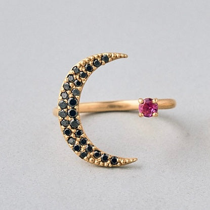 moon&star ring/black diamond